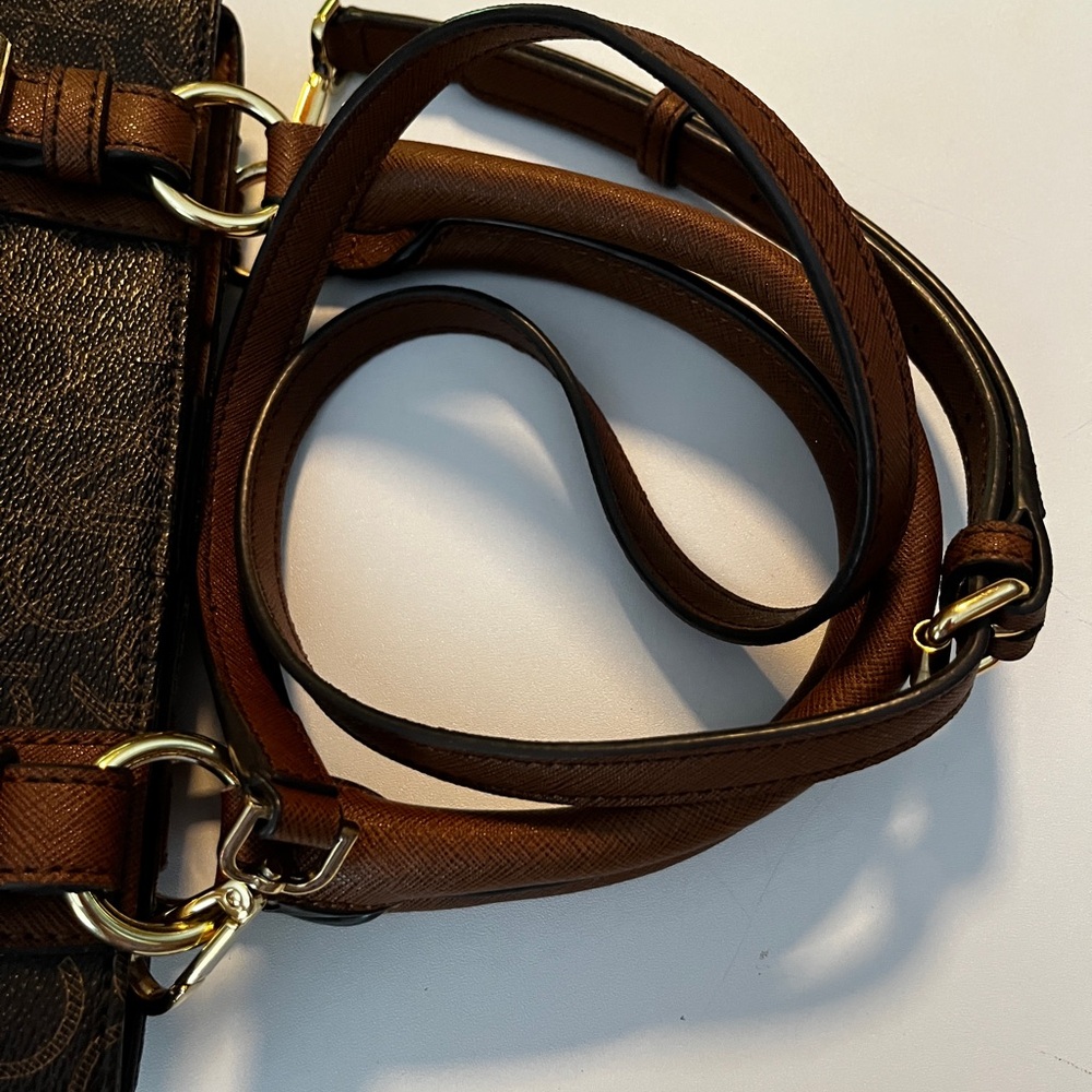 Calvin Klein Brown Monogram Tote with Gold Hardware 10” x 9” x 6”. - Picture 9 of 12